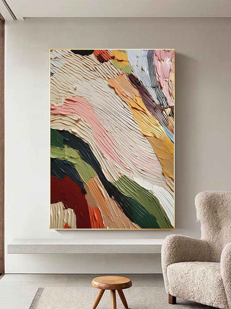 Palette Knife Abstract Oil Painting Colorful Canvas Art Textured Wall Art Abstract Wall Decor Painting