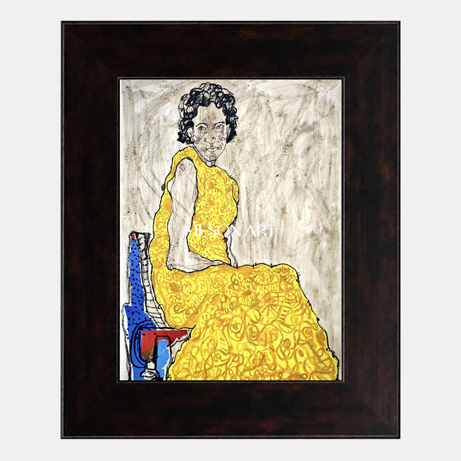 Yellow Expressionist Portrait Canvas Wall Art for Modern Home Decor