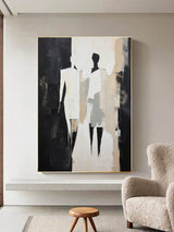 Black and Beige Minimalist Art Black and Beige Textured Abstract Art ...