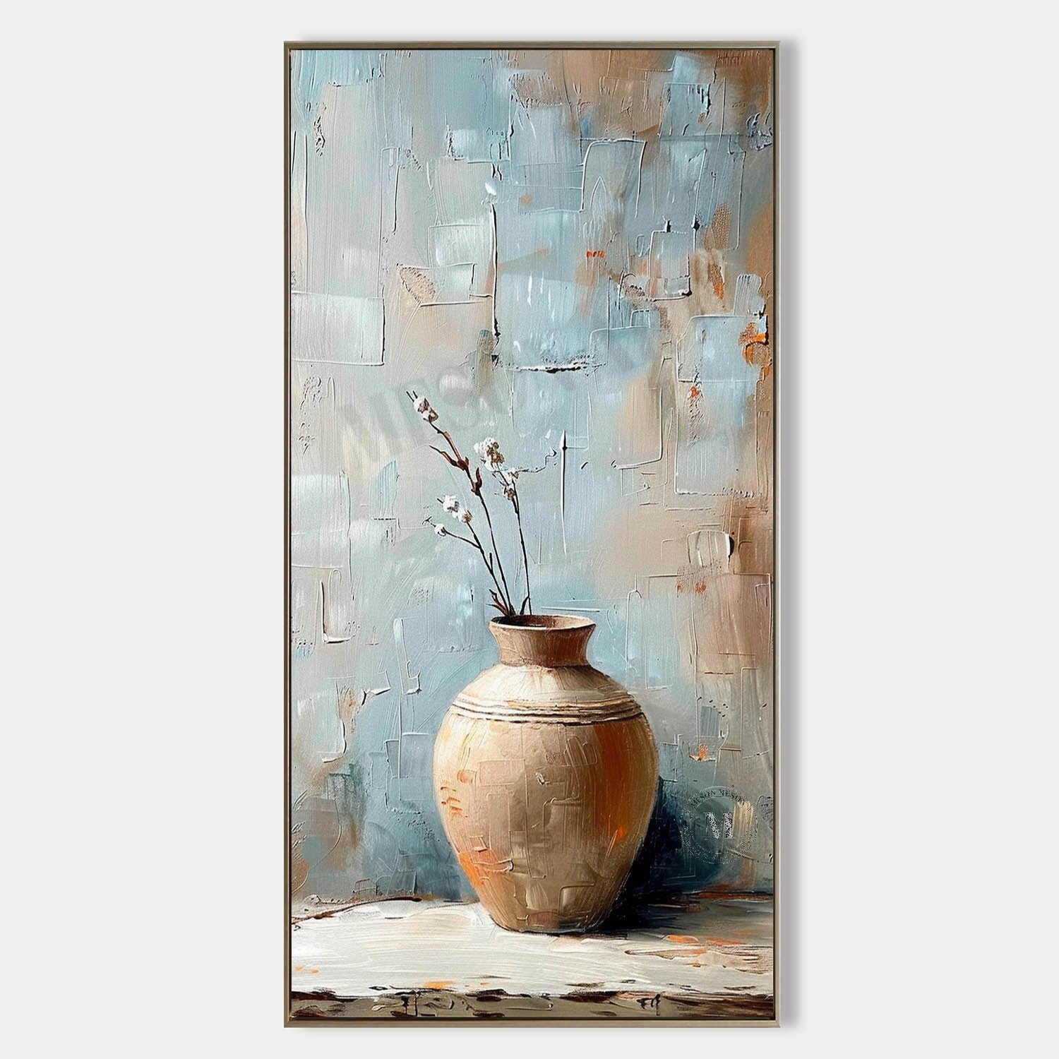 Large Clay Jar Vase Canvas Art for Sale Clay Jar Vase Artwork Earthy Clay Jar Still Life Painting