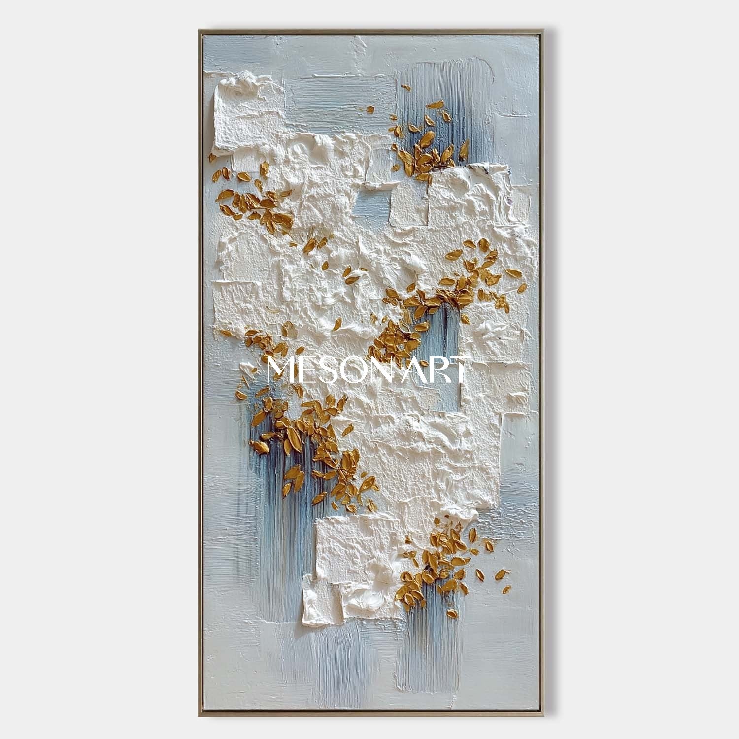 Wabi-Sabi Vertical Abstract Painting White Textured Modern Wall Art