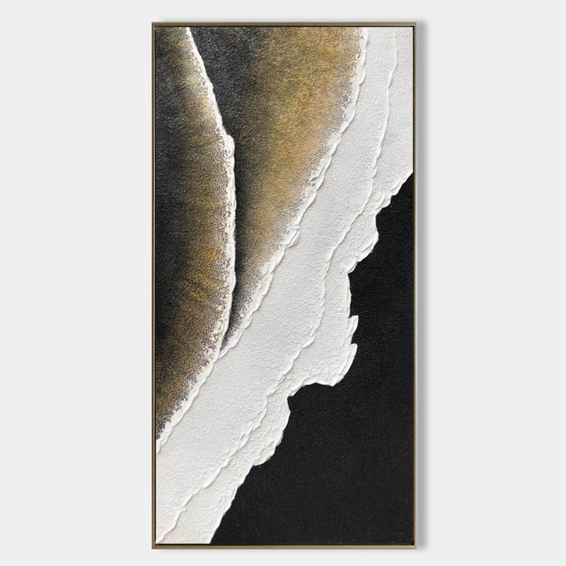 3D Large Black and White Ocean Wave Beach Painting Ocean Wave Beach Canvas Art Textured Wall Art
