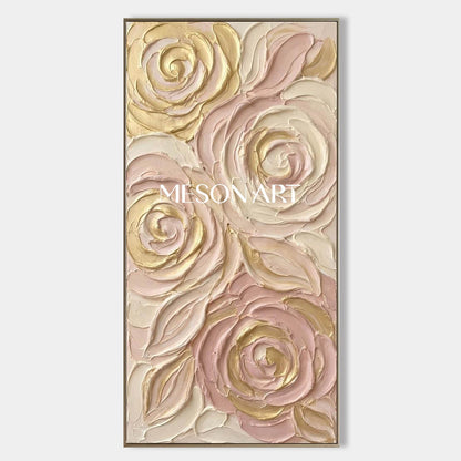 Large Heavy Texture Plaster Floral Art on Canvas Textured Minimalist Wall Decor