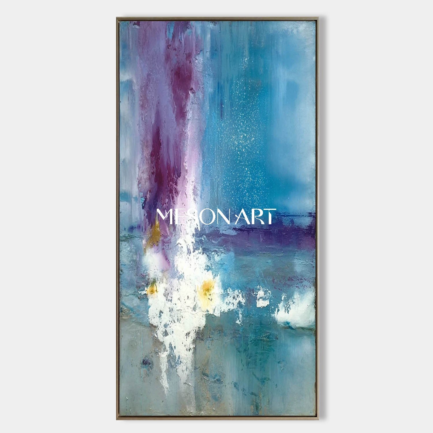 Extra Large Abstract Blue Entrance Wall Art Blue Canvas Painting for Modern Home Décor