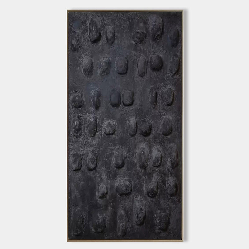 3D Large Black Textured Abstract Canvas Art Large Wabi Sabi Wall Art Thick Textured Acrylic Painting