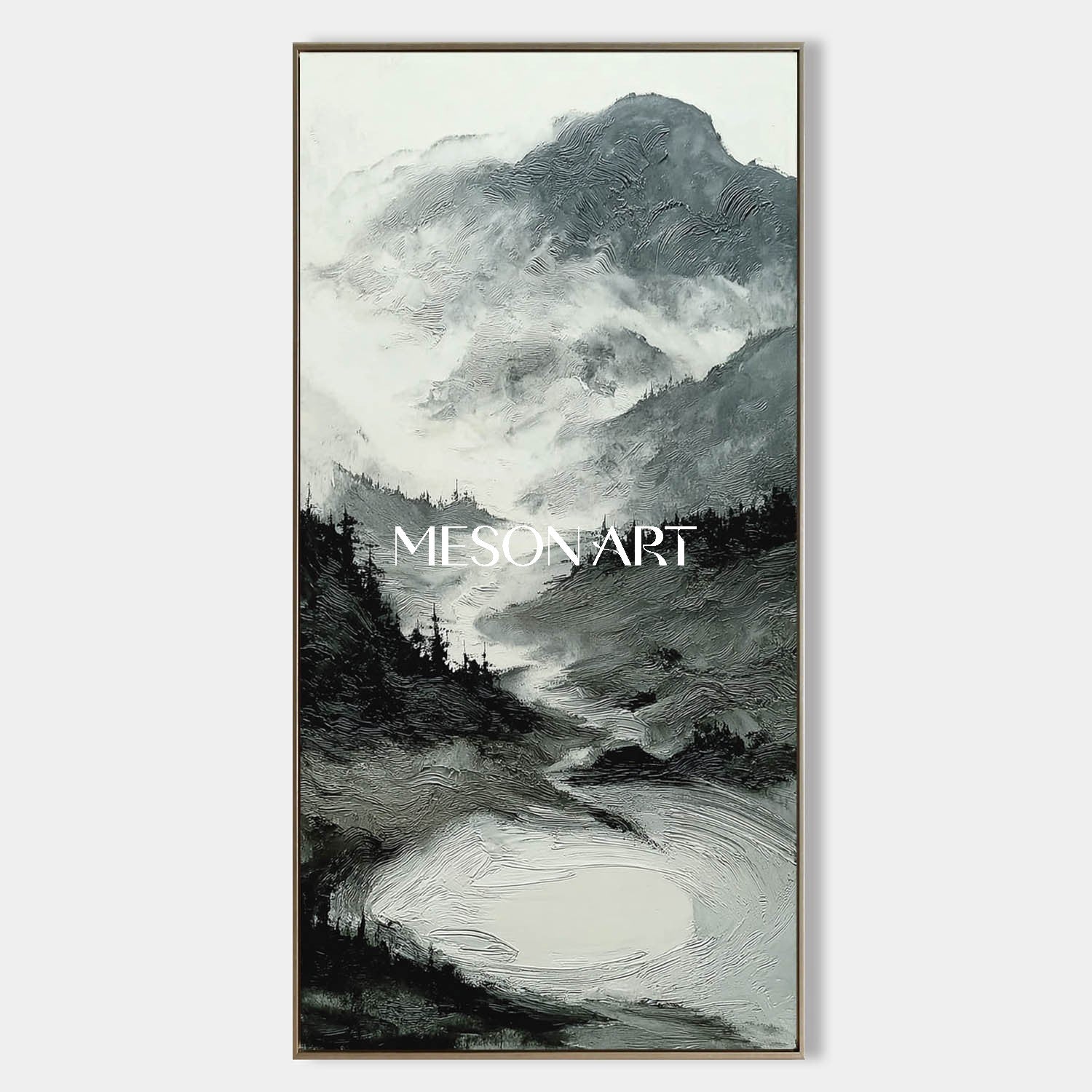 Large Vertical Landscape Painting Abstract Minimalist Mountain Canvas