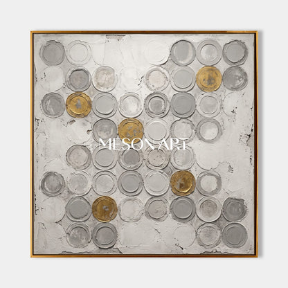 Gray And White Wabi Sabi Abstract Art Square Wall Decor For Living Room By Mesonart