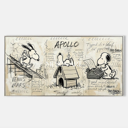 Big Hand Painted Snoopy Art Large Nursery Wall Decor Console Table Art