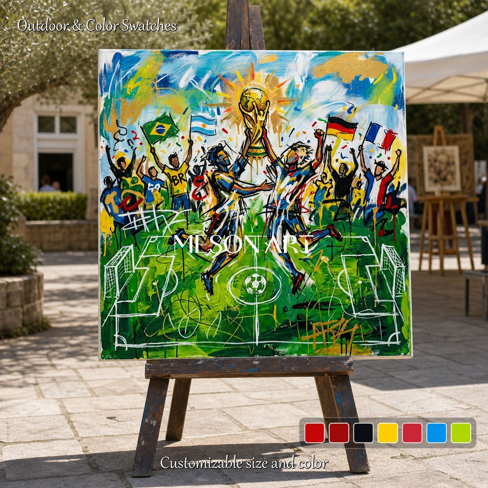 Original World Cup Painting Vibrant Sports Art For Living Room