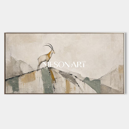 Minimalist Goat Canvas Art Abstract Mountain Painting For Modern Living Room Decor