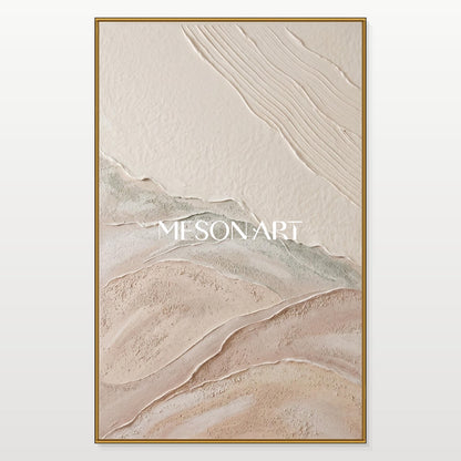 Beige And White Abstract Beach Texture Art Rectangular Wall Decor Original Artist By Mesonart