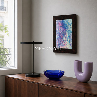 Pink And Blue Contemporary Figurative Painting Original Artwork Rectangular Wall Art For Living Room By Mesonart