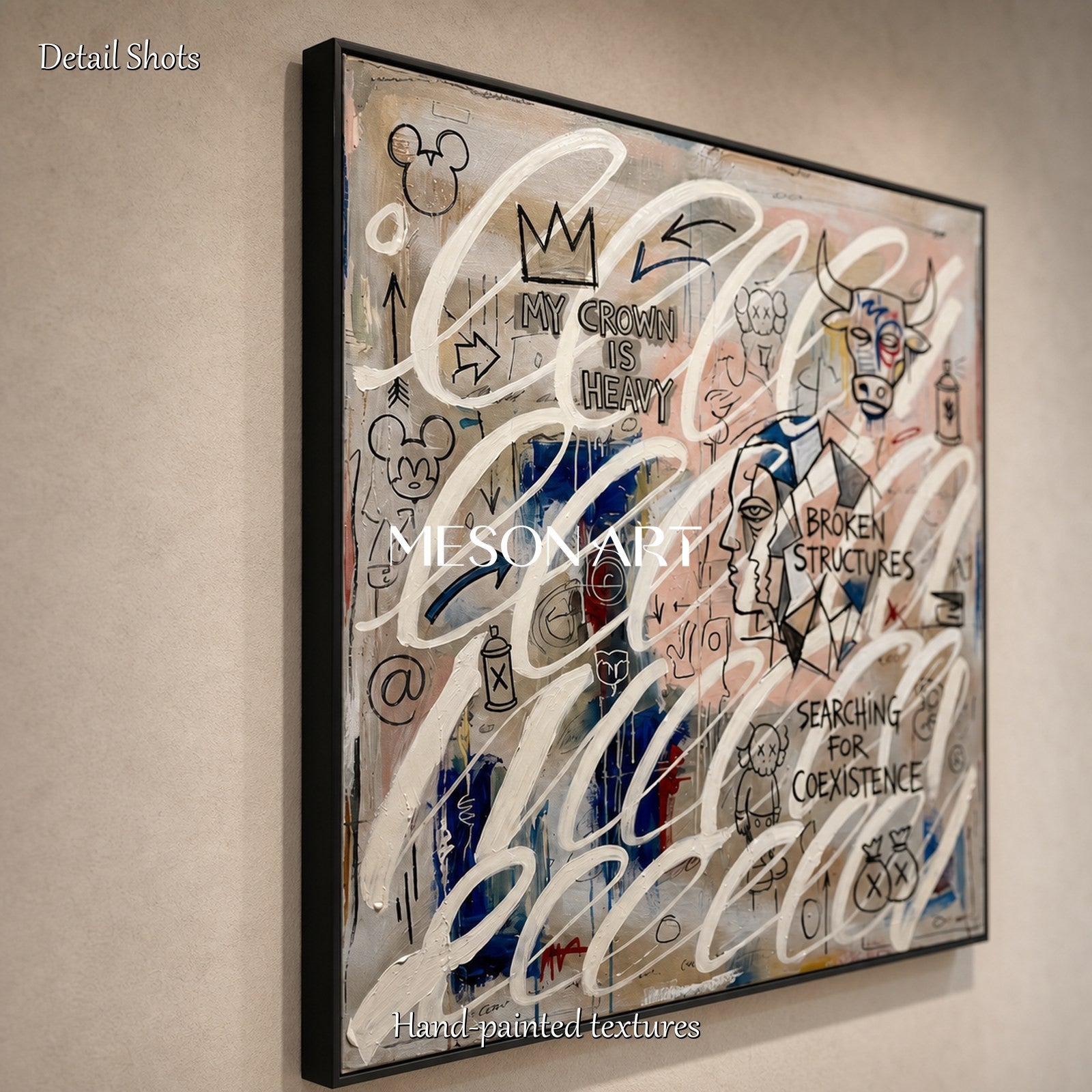 Urban Graffiti Abstract Painting With Minimalist Flow For Modern Living Room Decor