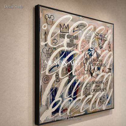 Urban Graffiti Abstract Painting With Minimalist Flow For Modern Living Room Decor