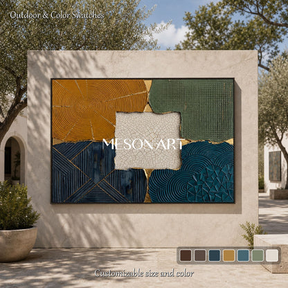 Wabi Sabi Abstract Textured Wall Art With Gold Accents For Modern Living Room Decor
