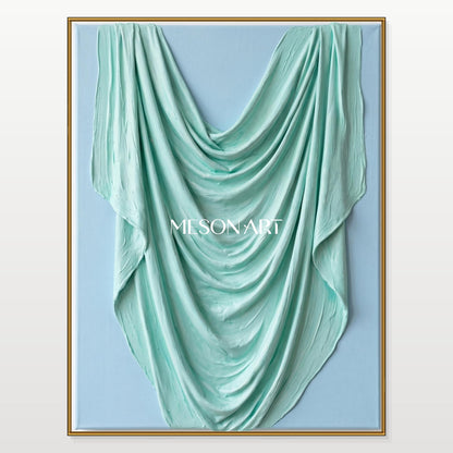Decorazione da parete rettangolare in gesso moderno, biologica, nei toni del menta e del blu, di Mesonart