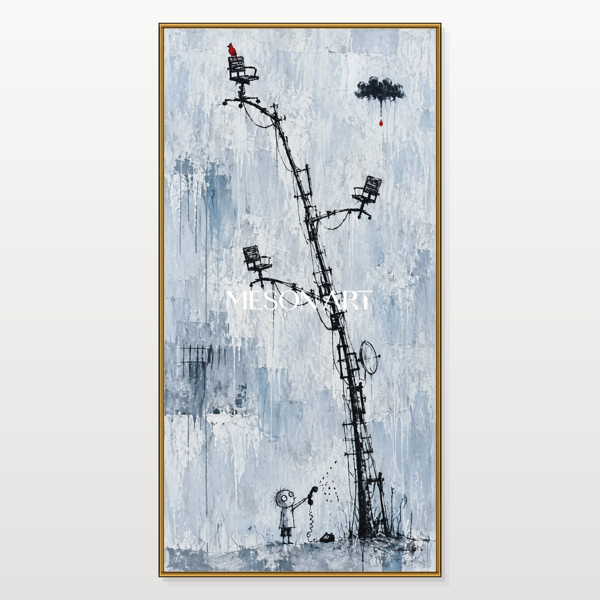 Blue And Black Abstract Graffiti Painting Panoramic Wall Art Contemporary Pop Original Artist By Mesonart