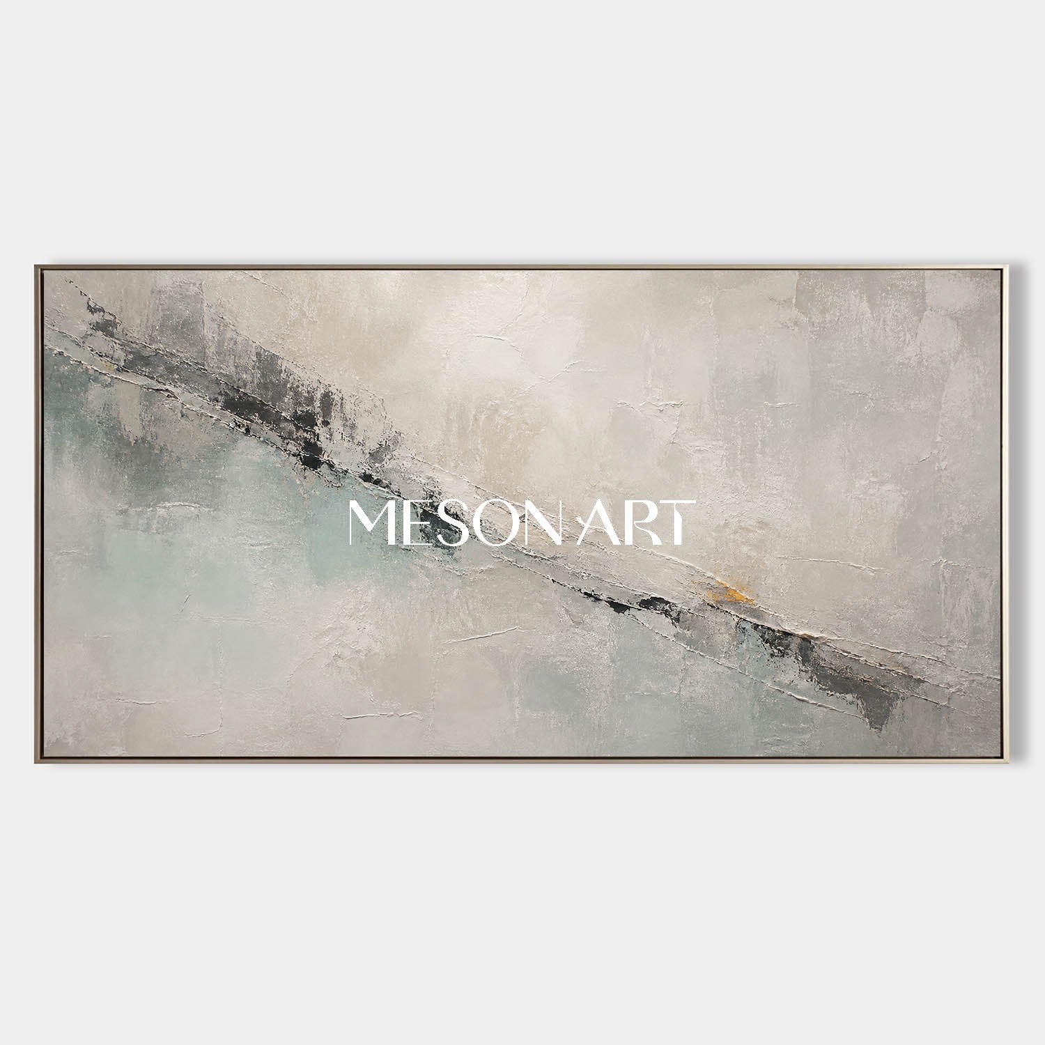 Large Gray Abstract Canvas Art With Textured Relief For Modern Living Room Decor