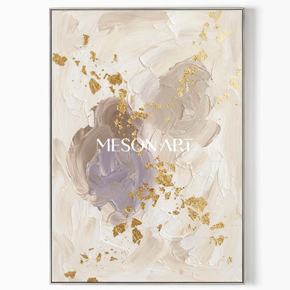 Luxury Gold Leaf Abstract Painting With Textured Impasto For Modern Home Decor