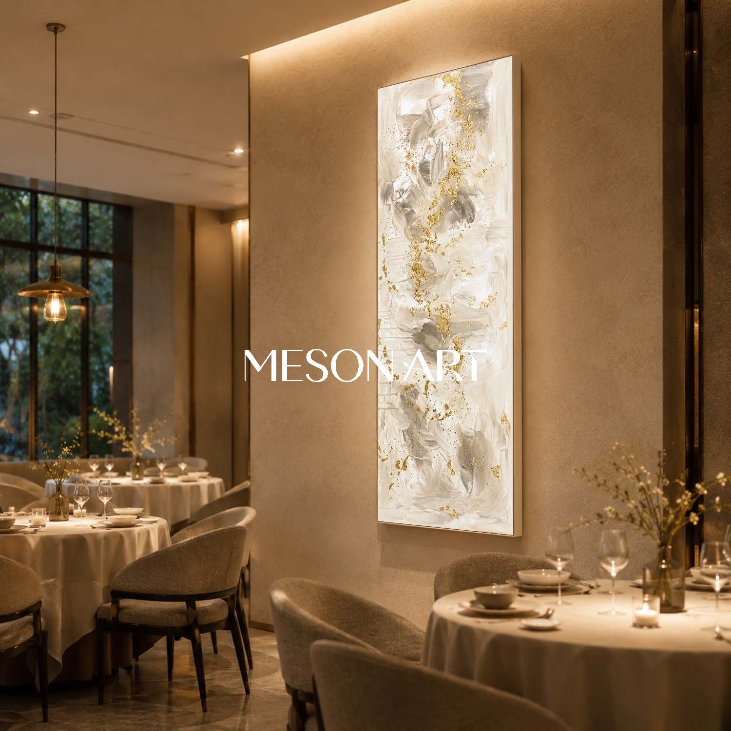 Luxurious Abstract Art With Gold Leaf Textured Impasto For Modern Living Room Decor