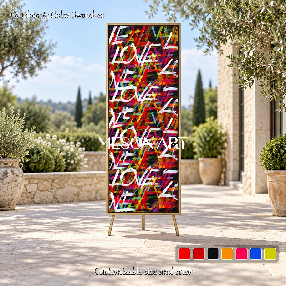 Black And Red Graffiti Love Art Panoramic Painting Original Artist Hand Painted Wall Decor For Living Room By Mesonart
