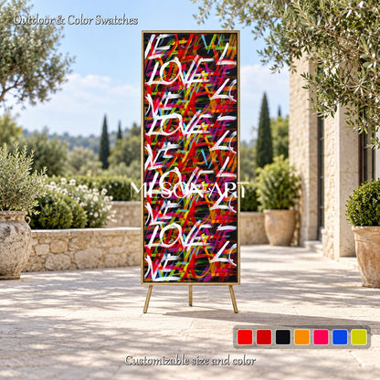 Black And Red Graffiti Love Art Panoramic Painting Original Artist Hand Painted Wall Decor For Living Room By Mesonart