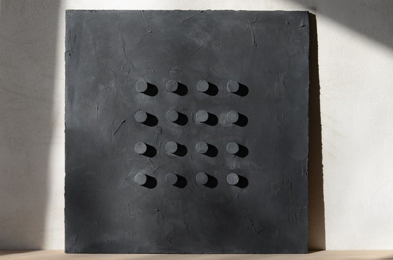 3D Black Textured Abstract Canvas Art Set of 2 Wabi Sabi Wall Art Black Minimalist Painting for Sale