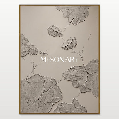 Gray Abstract Art Wabi Sabi Rectangular Wall Decor For Living Room By Mesonart