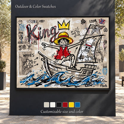 Red And Blue Cartoon Graffiti Art Pop Gaming Wall Decor Rectangular Canvas By Mesonart