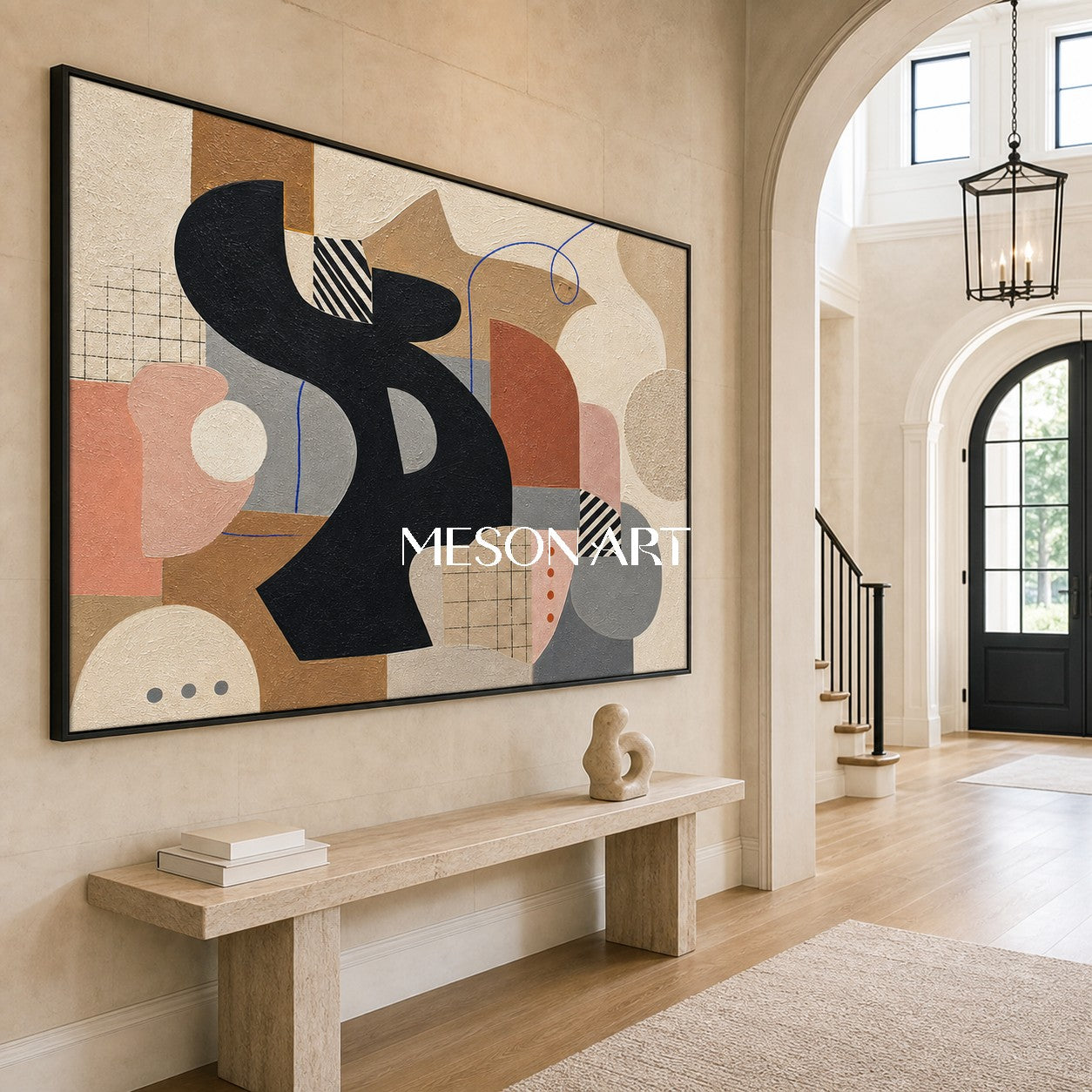 Mid-Century Modern Abstract Art With Organic Shapes For Living Room Decor