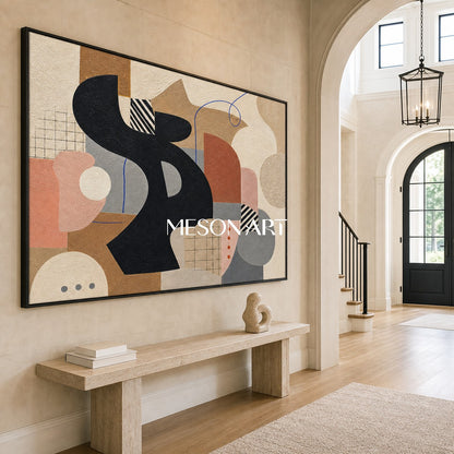 Mid-Century Modern Abstract Art With Organic Shapes For Living Room Decor