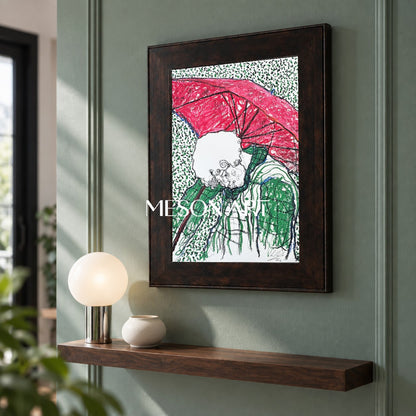 Red And Green Figurative Expressionist Painting Modern Art Rectangular Wall Decor By Mesonart