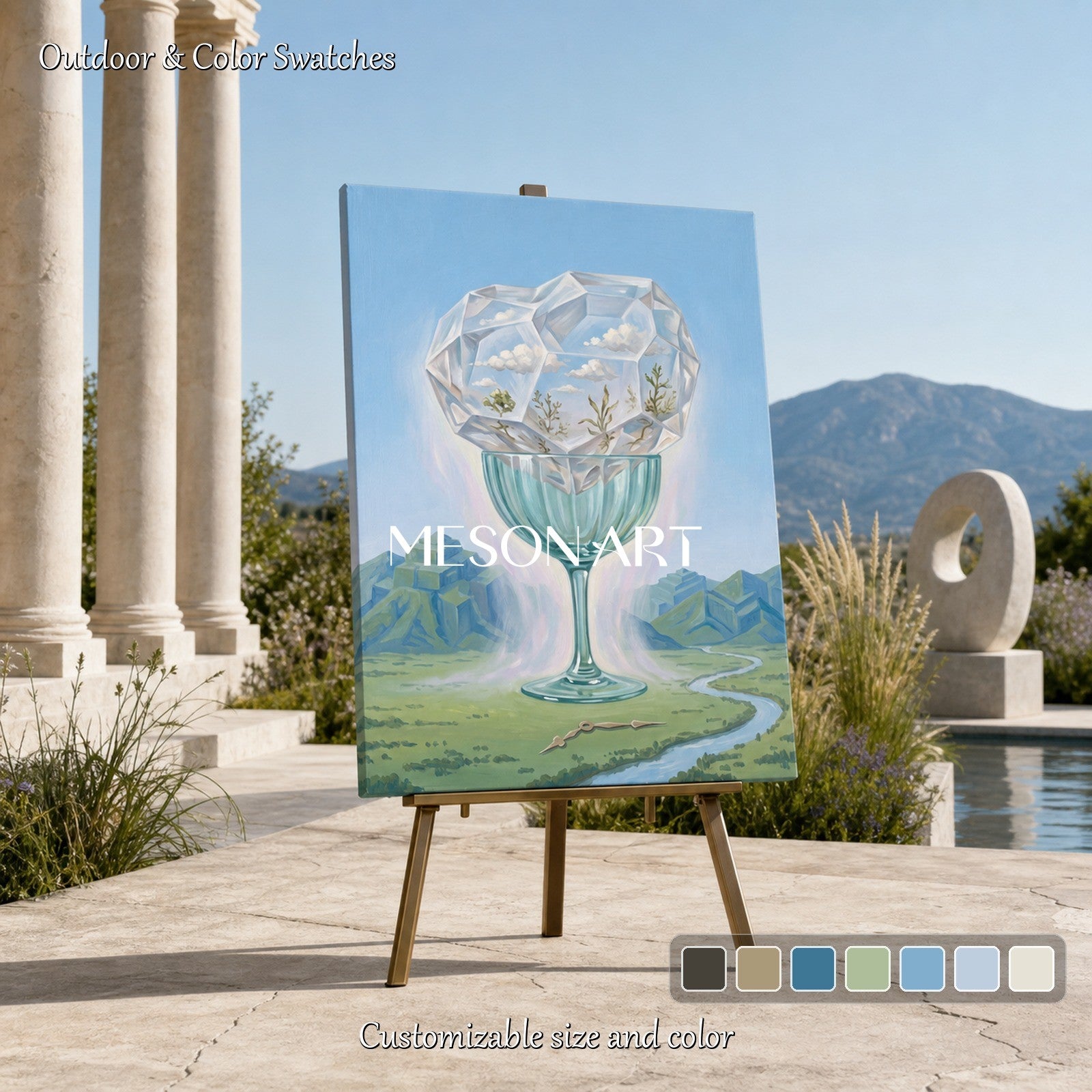Surrealist Crystal Vessel Painting For Contemporary Home Decor And Executive Office Wall Art