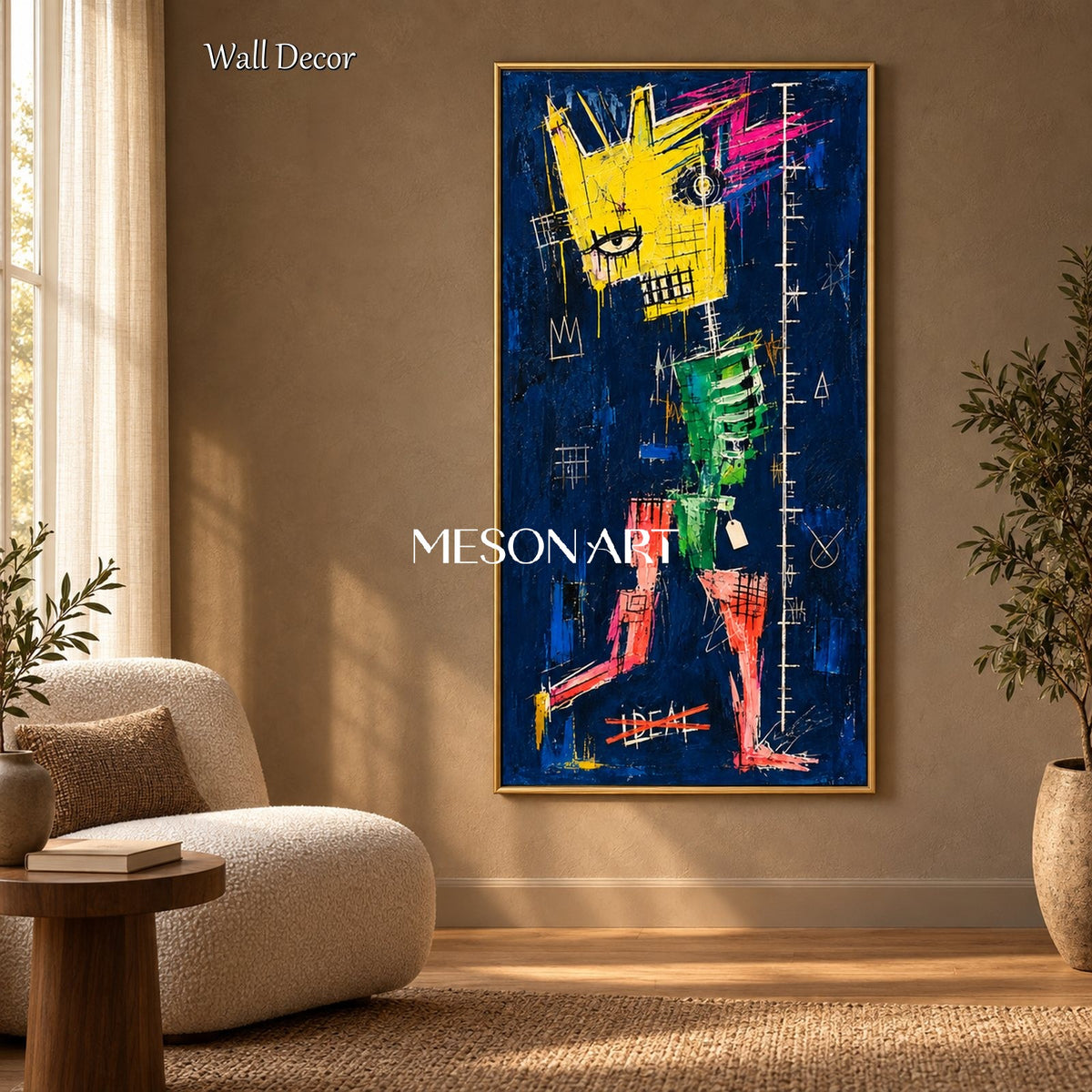 Blue And Yellow Abstract Graffiti Painting Original Artist Panoramic Wall Art For Living Room By Mesonart
