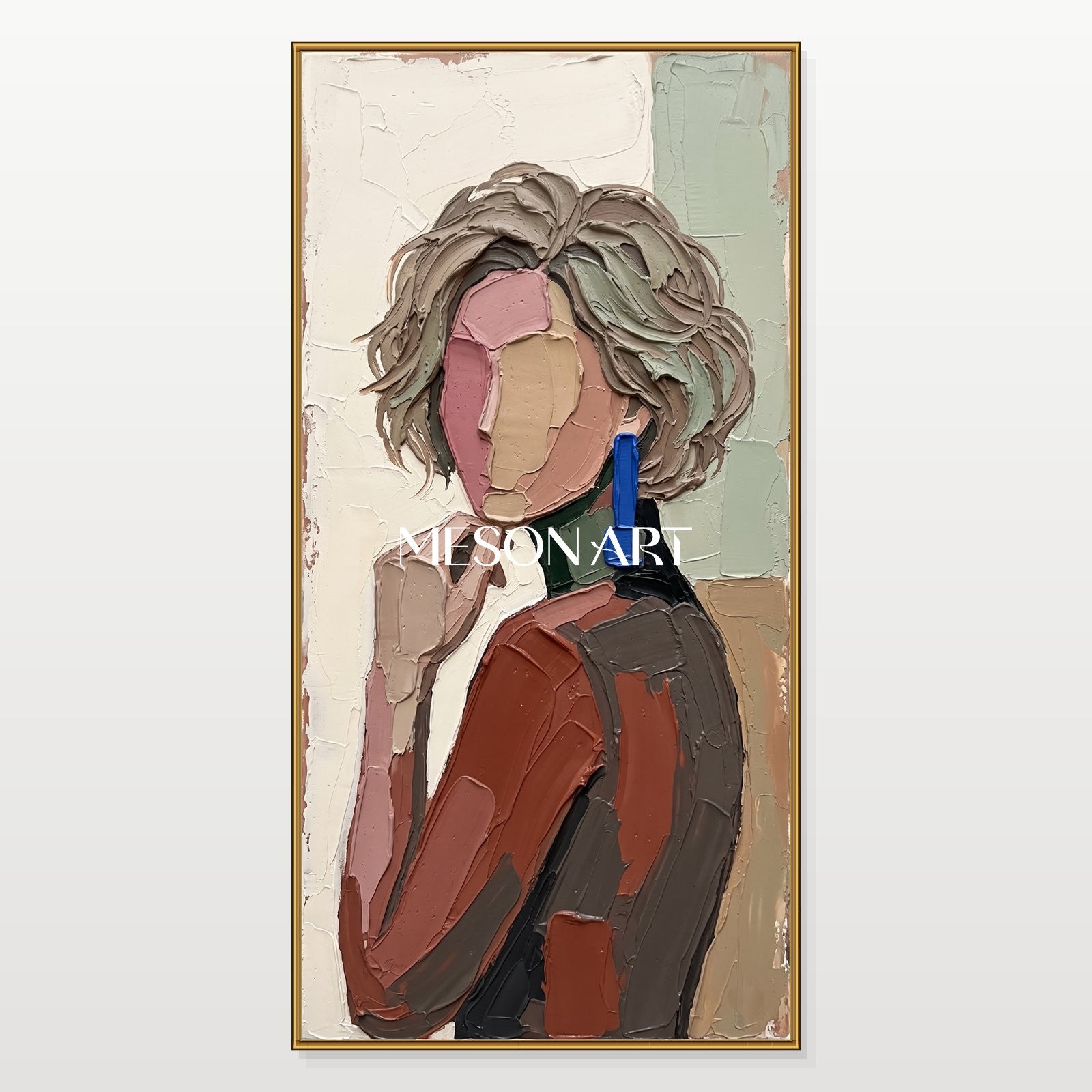 Beige And Brown Painting Modern Figurative Art Panoramic Wall Decor For Living Room By Mesonart