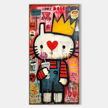 Red Pop Art Graffiti Oil Painting Modern Abstract Canvas Bedroom