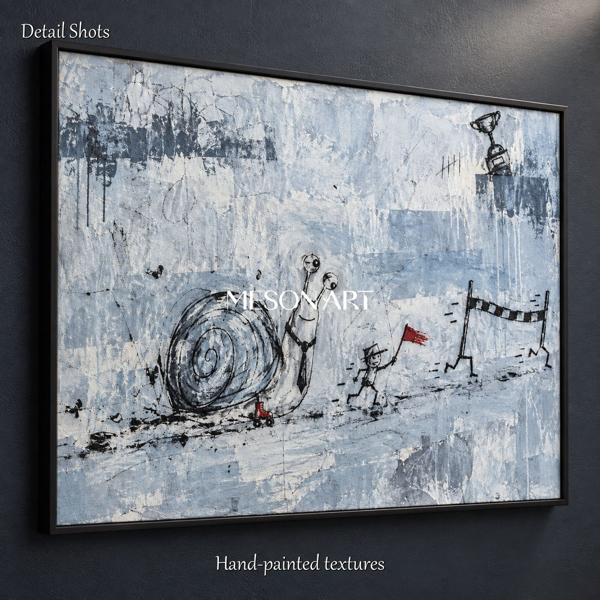 Blue And White Abstract Graffiti Street Art Painting Original Artist Contemporary Urban Wall Canvas By Mesonart