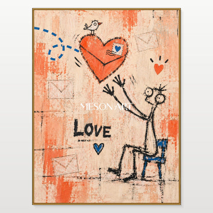 Orange And Beige Abstract Graffiti Painting Original Artist Hand Painted Contemporary Wall Art For Living Room By Mesonart