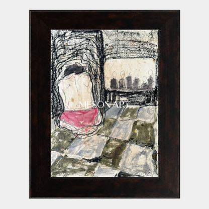 Black And White Figurative Contemporary Art Original Painting By Artist For Wall Decor Rectangular Fine Collectible Art By Mesonart