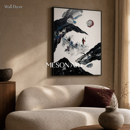 Modern Abstract Wall Art With Bold Black Forms For Contemporary Living Spaces