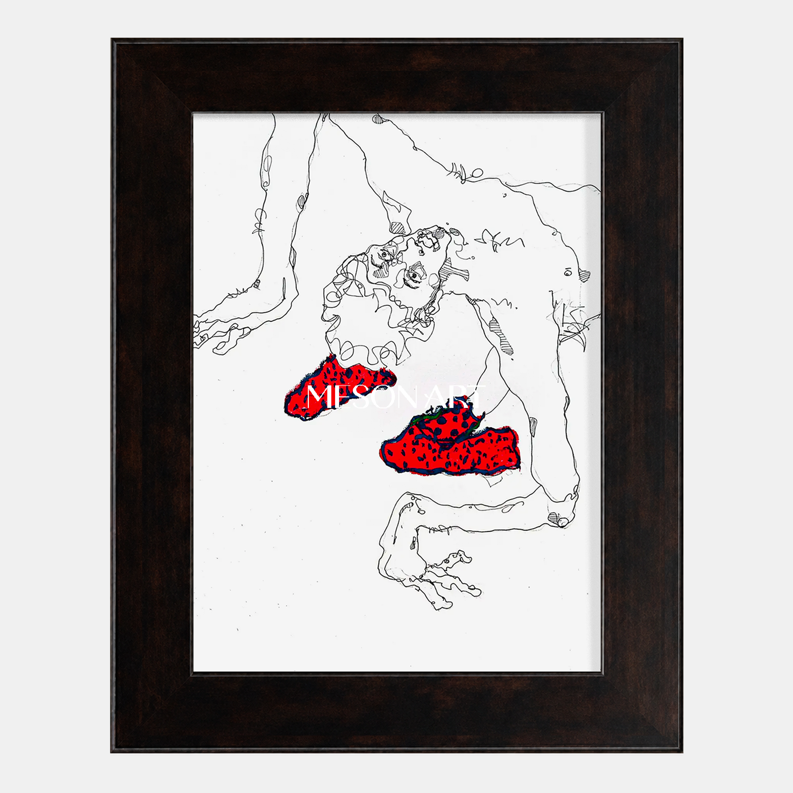 Red And Black Contemporary Original Painting Statement Artwork Rectangular Wall Decor For Living Room By Mesonart