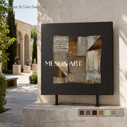 Wabi-Sabi Abstract Art With Textured Relief For Modern Living Room Decor