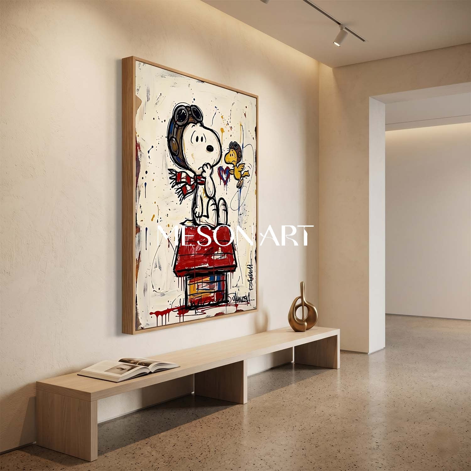 Snoopy Graffiti Art Print With Abstract Splatter For Modern Living Room Decor