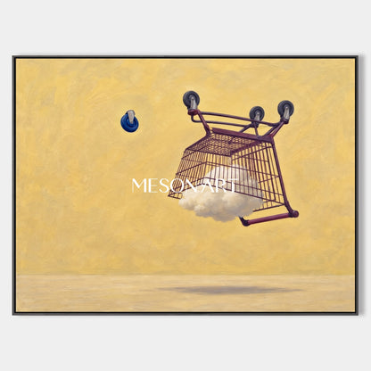 Yellow And Blue Surrealist Painting Rectangular Wall Art Original Artist By Mesonart