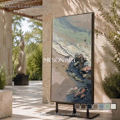 Quadro panoramico astratto nei toni del beige e del grigio – Grande opera d’arte dai colori neutri – Opera originale dell’artista Mesonart