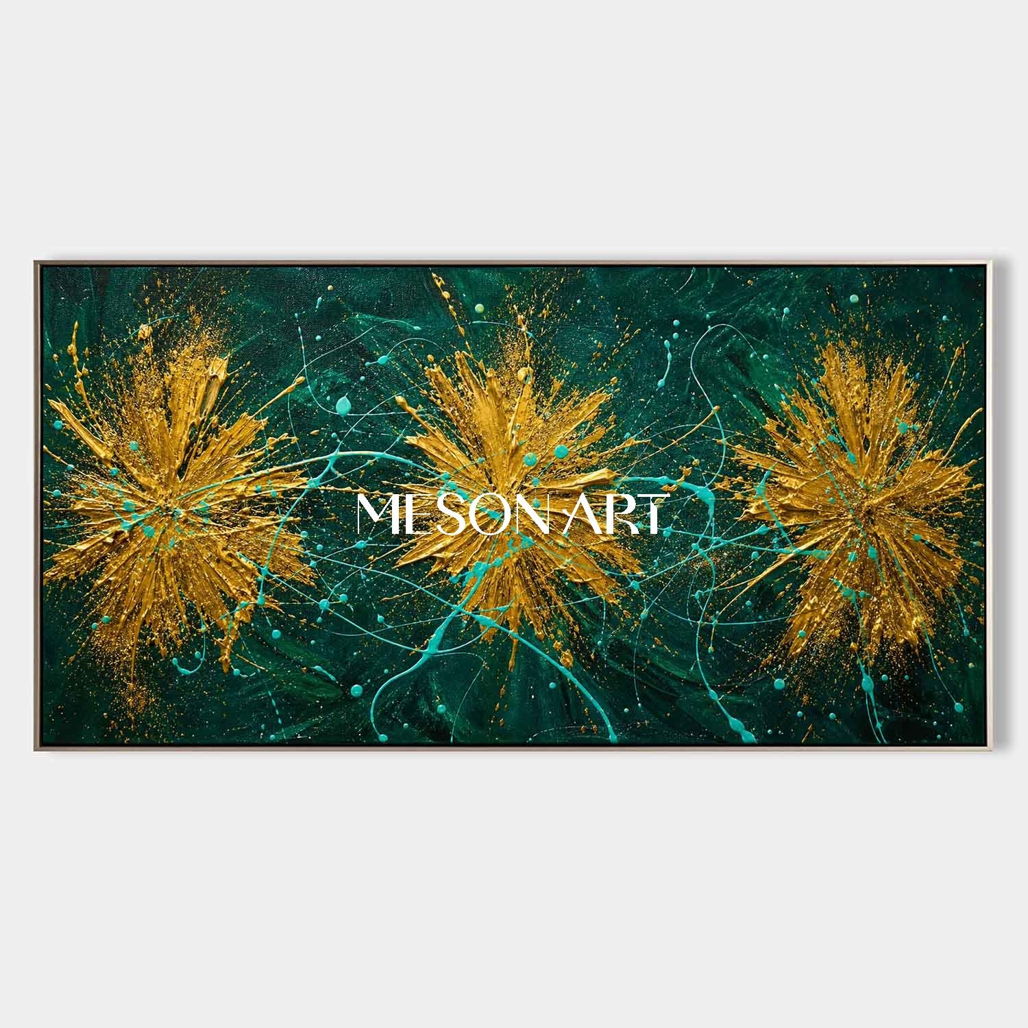 Luxury Abstract Gold Green Painting For Modern Living Room Wall Decor