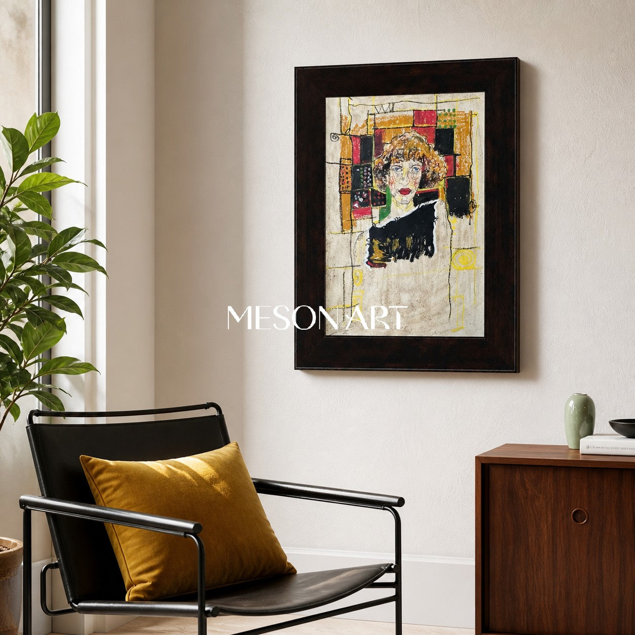 Beige Contemporary Figurative Painting Original Artist Hand Painted Rectangular Wall Art For Living Room By Mesonart