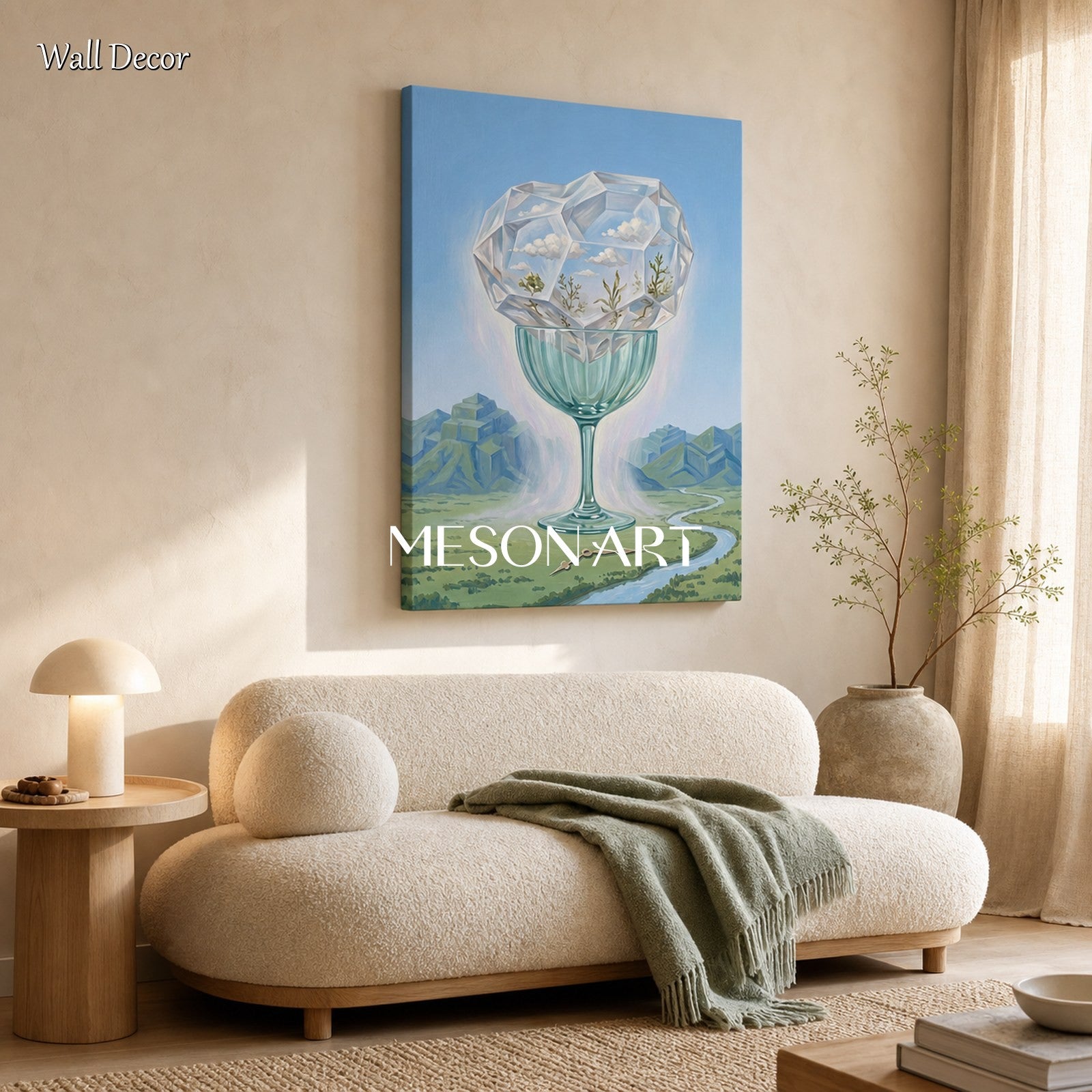 Surrealist Crystal Vessel Painting For Contemporary Home Decor And Executive Office Wall Art