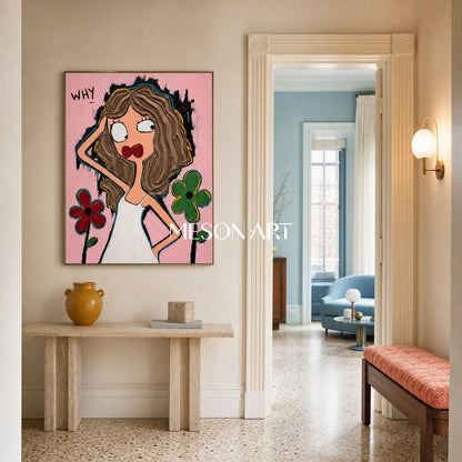 Vivace quadro in stile Pop Art con fiori in rilievo, ideale per l'arredamento di un salotto moderno