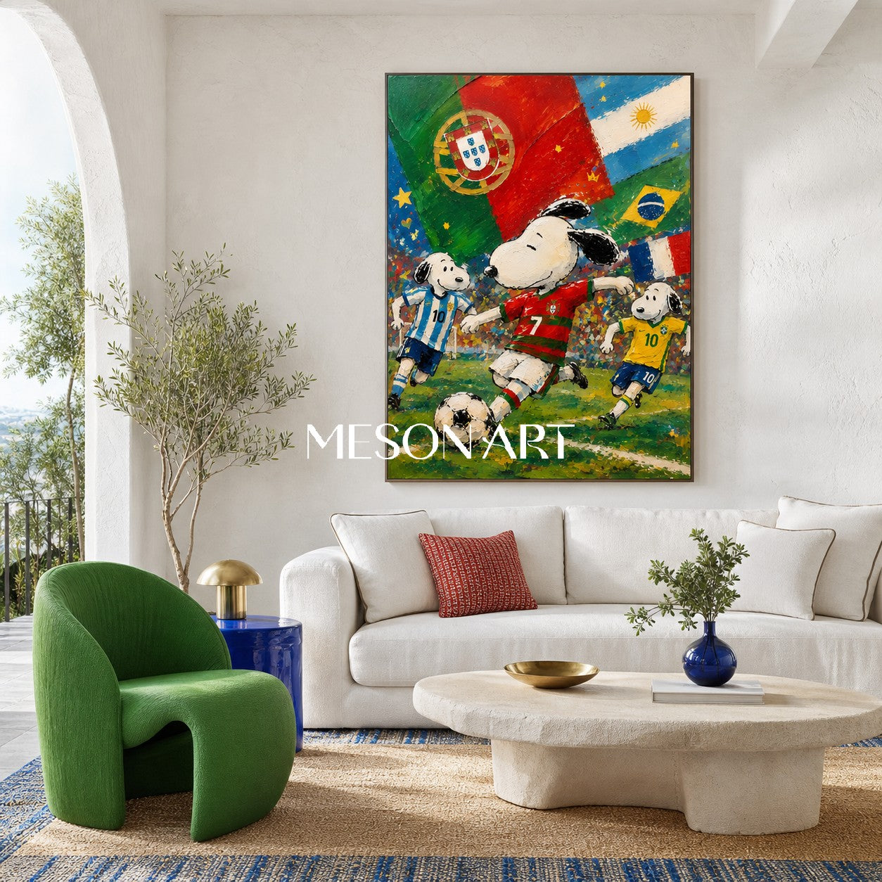 Snoopy World Cup Soccer Painting Vibrant Graffiti Style Art For Kids Room